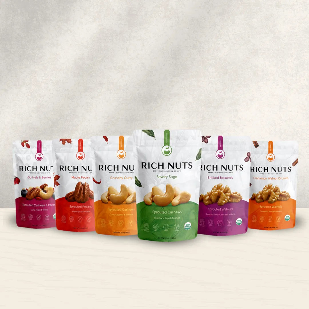 Rich Nuts Starter Bundle: six gourmet sprouted flavors