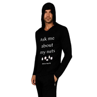 "Ask Me About My Nuts" Hooded Bamboo Long Sleeve Shirt